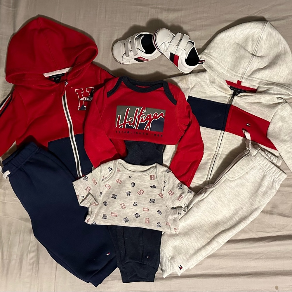 TOMMY HILFIGER Boys 6-9 months bundle with matching shoes.